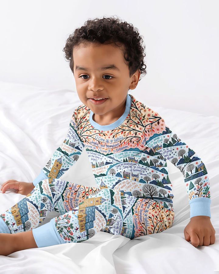 Oh Come Let Us Adore Him Bamboo Two Piece Long Sleeve Pajama Set