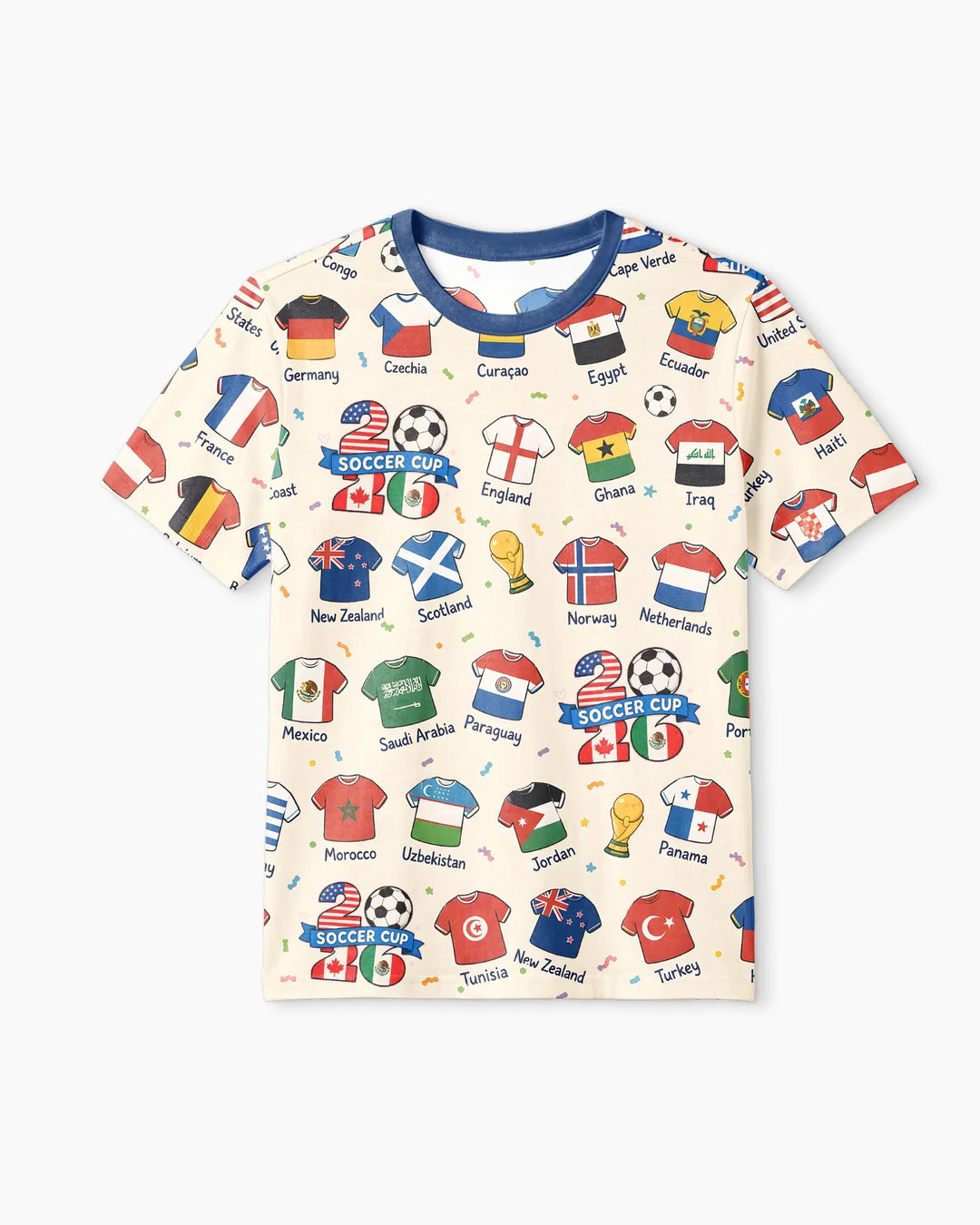 2026 Soccer World Jersey Flag Family Matching Bamboo Men Short Sleeve Short Pajama Set