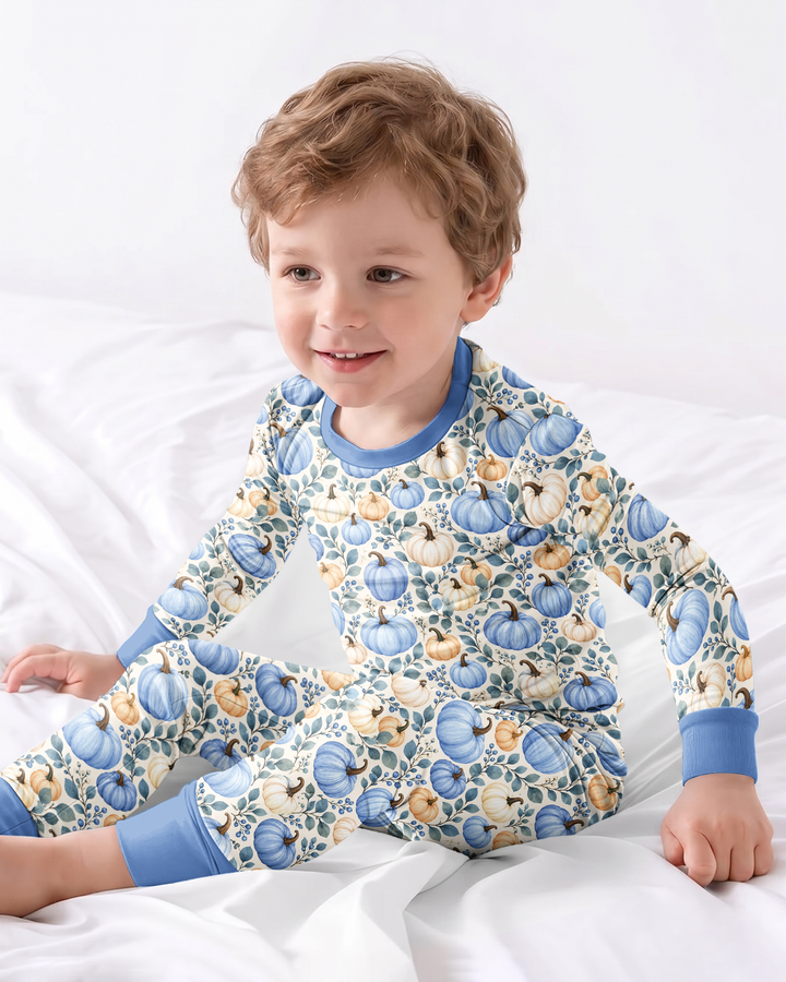 Pumpkin Cozy Fall Bamboo Two Piece Long Sleeve Pajama Set