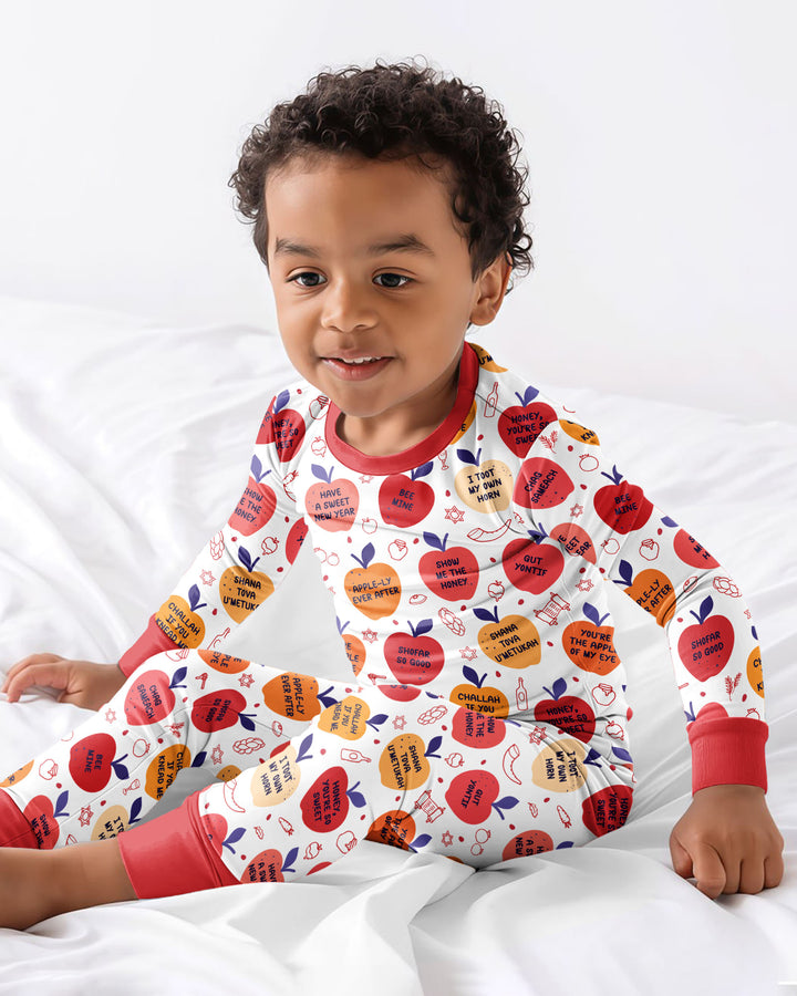Rosh Hashanah Funny Jewish Puns Bamboo Two Piece Long Sleeve Pajama Set