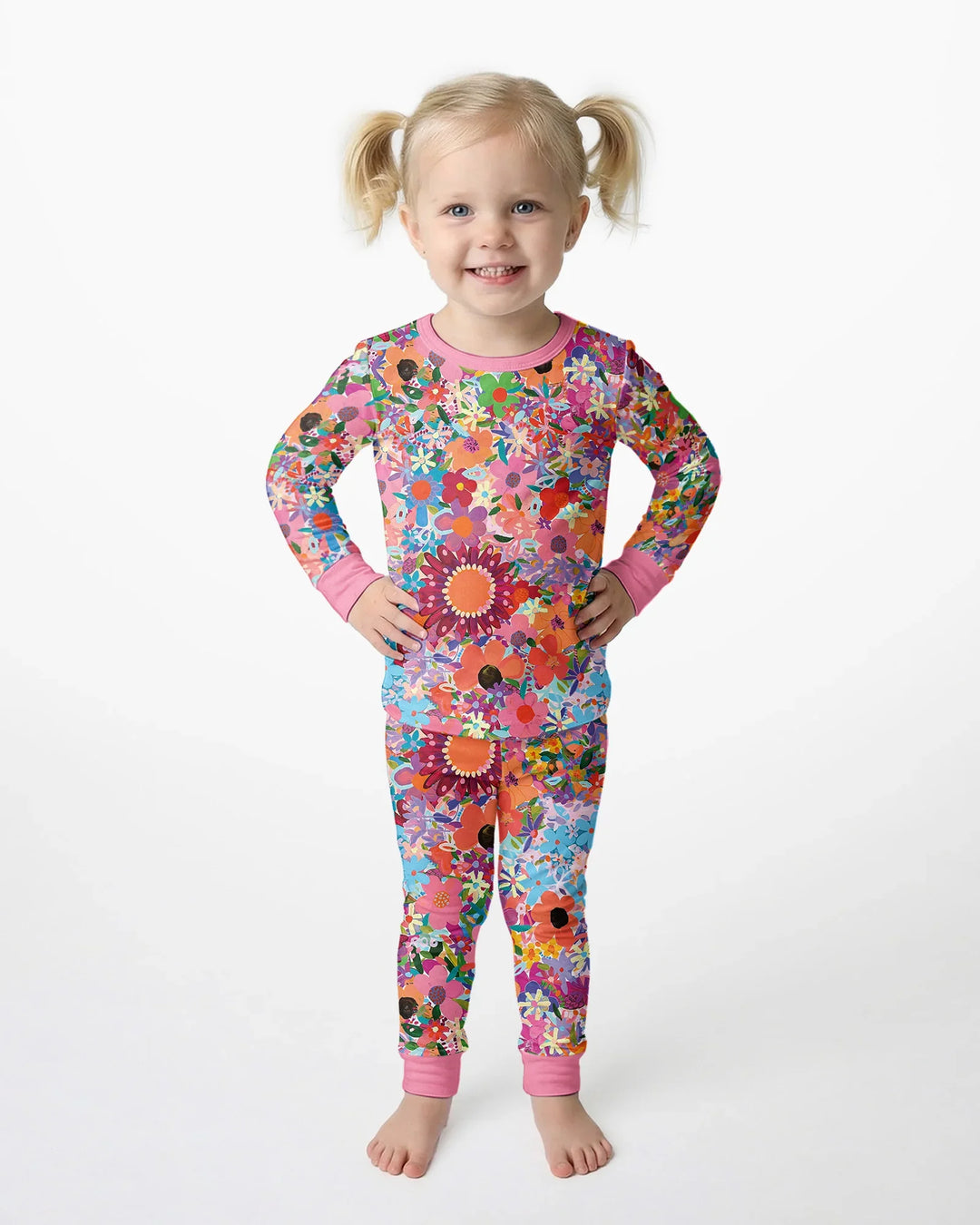 Regenbogenblüten Bambus Zweiteiliger Pyjama