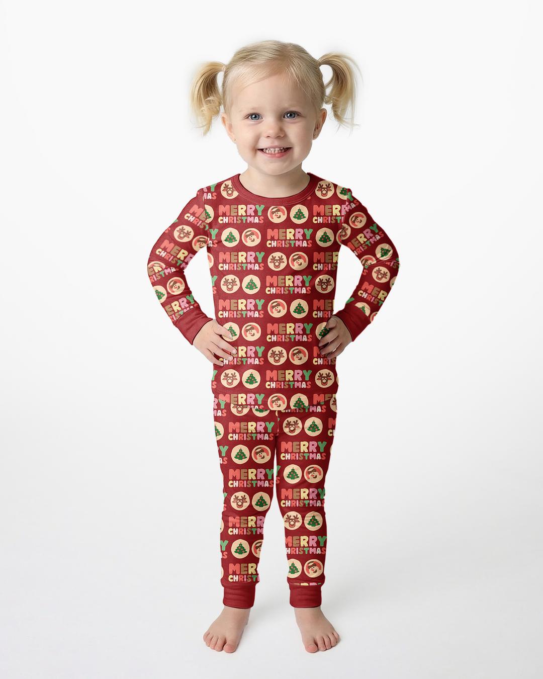 Merry Christmas Cookies Bamboo Two Piece Long Sleeve Pajama Set