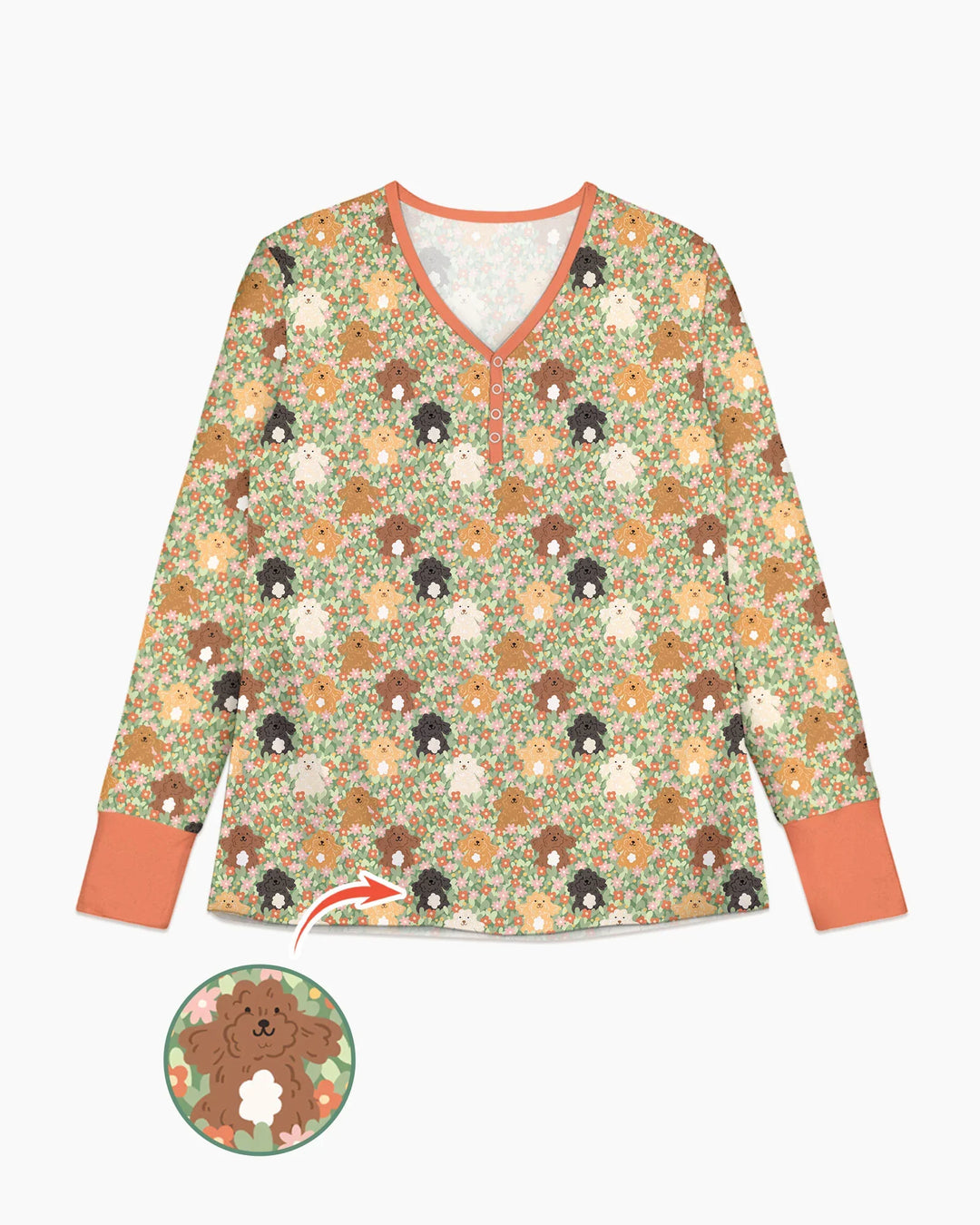 Welpen-Garten-Familien-Pyjama-Set aus Bambus für Damen