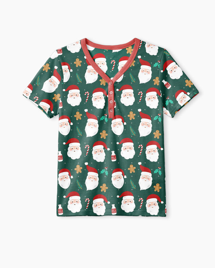 Christmas Sweet Santa Bamboo Women Short Sleeve Short Pajama Set