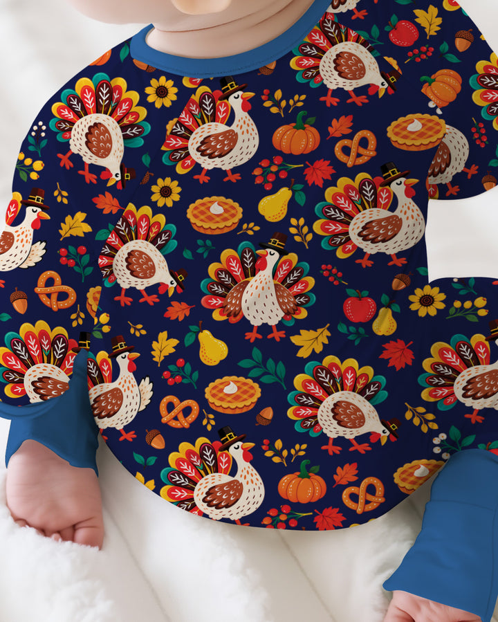 Festive Turkey Fall Harvest Bamboo Convertible Zippy