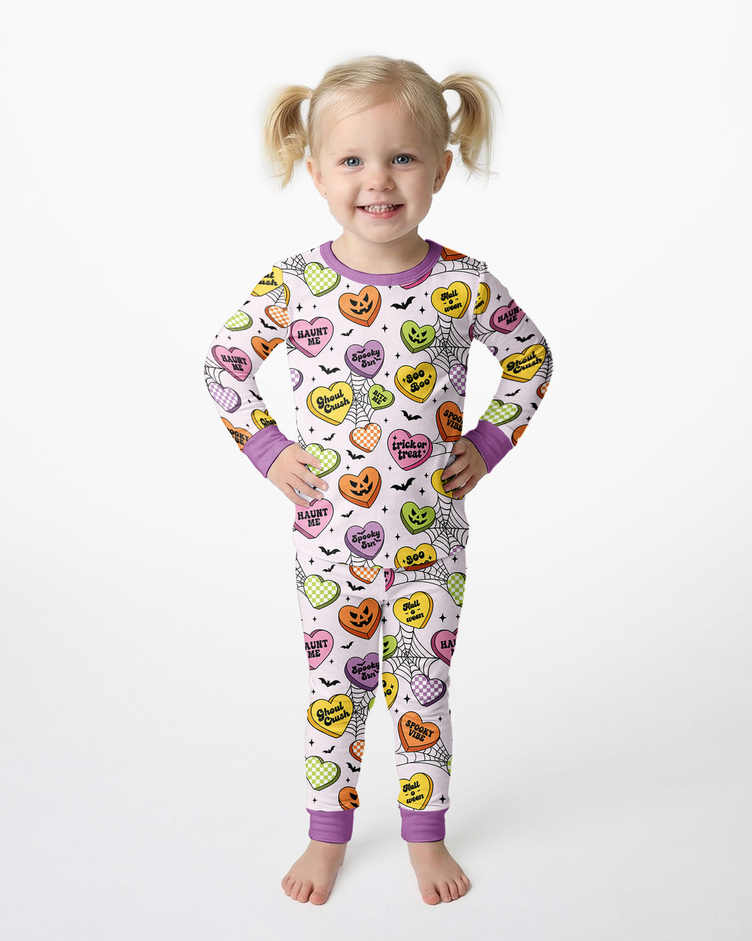 Halloween Candy Hearts Bamboo Two Piece Long Sleeve Pajama Set
