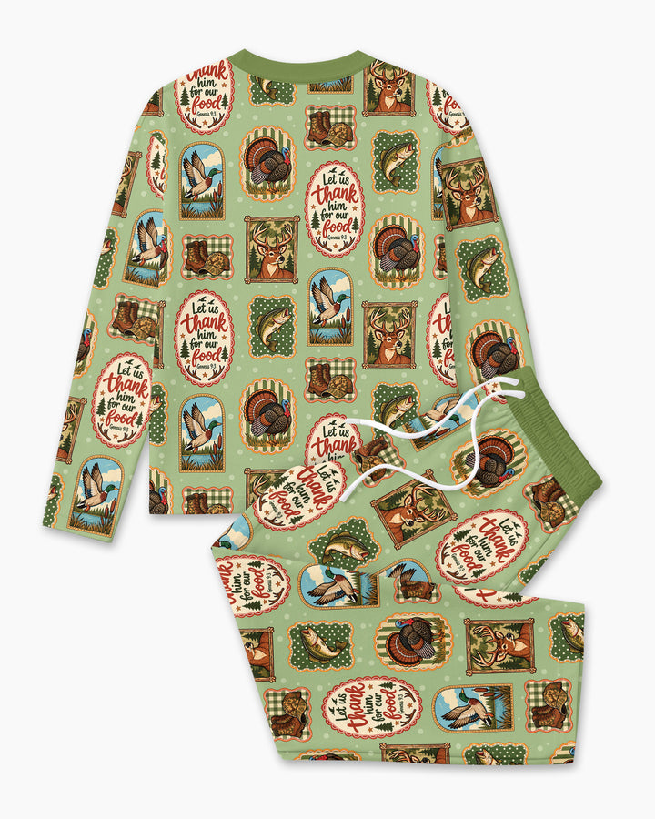 Hunting Let Us Thank Him For Our Food Bamboo Men's Pajama Set