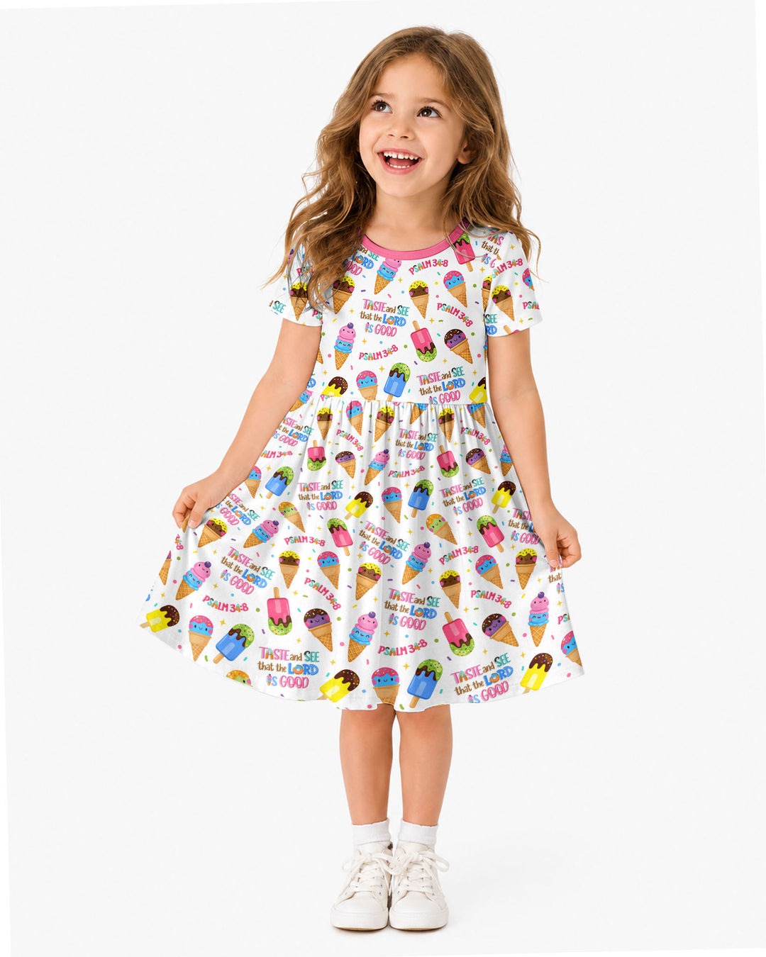 Jesus Summer Ice Cream Taste and See That The Lord Is Good Bamboo Twirl Dress
