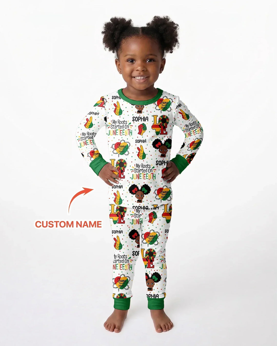 Custom Name My Roots Started On Juneteenth Bamboo Two Piece Long Sleeve Pajama Set