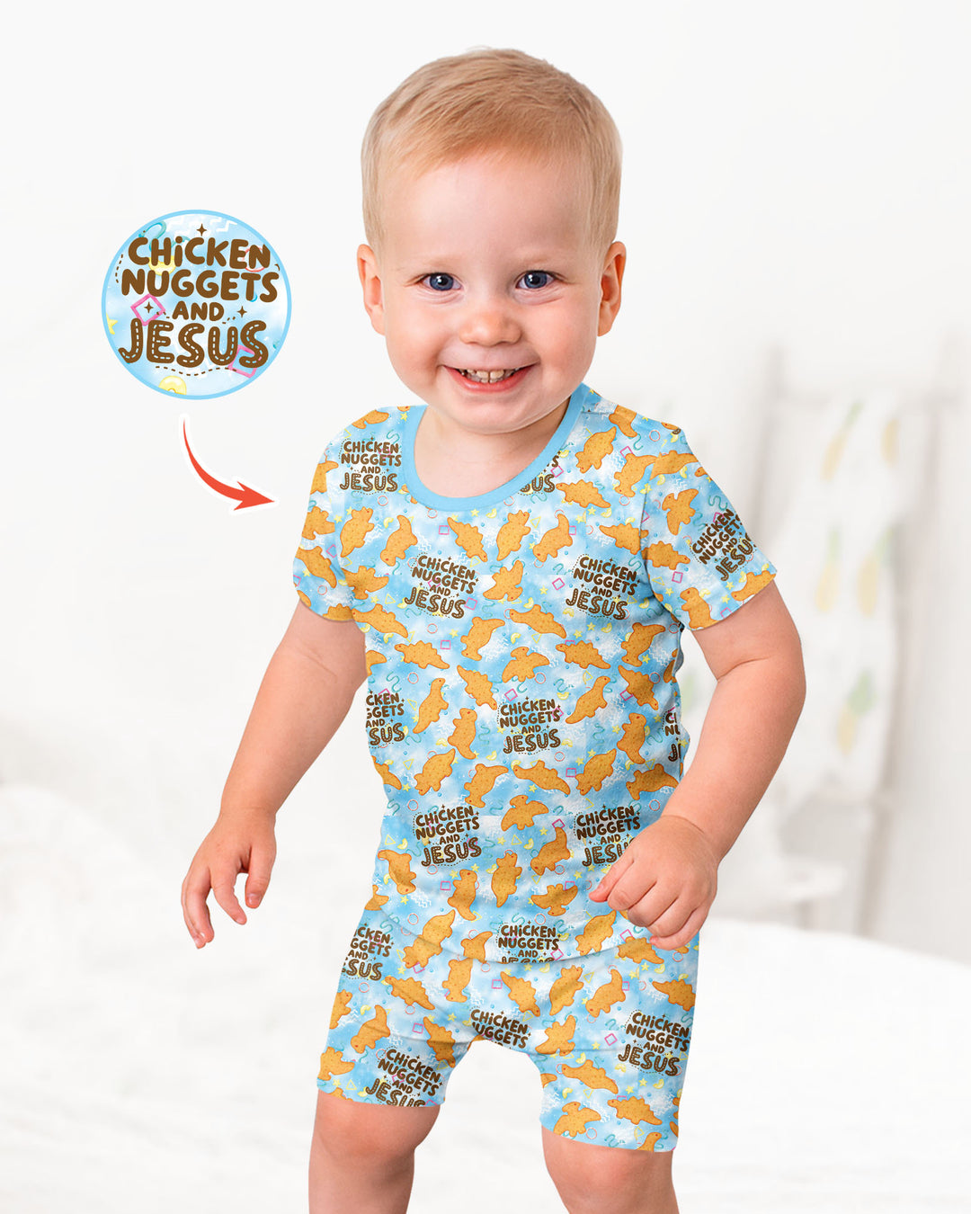Template Zweiteiliges Pyjama-Set mit kurzen Ärmeln und Shorts