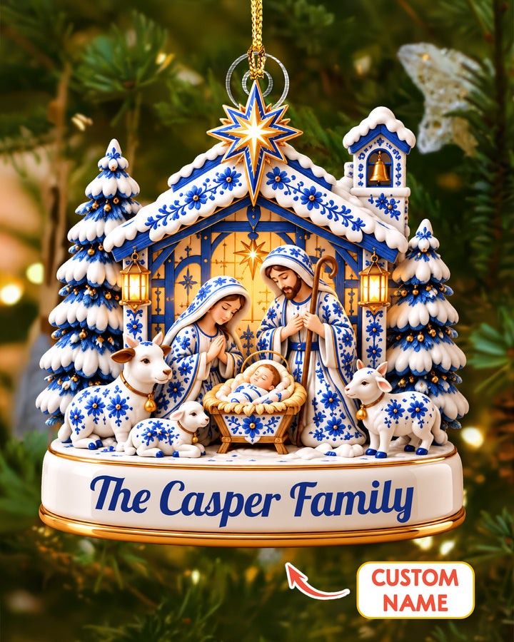 Chinoiserie Nativity Scene- Personalized Acrylic Ornament