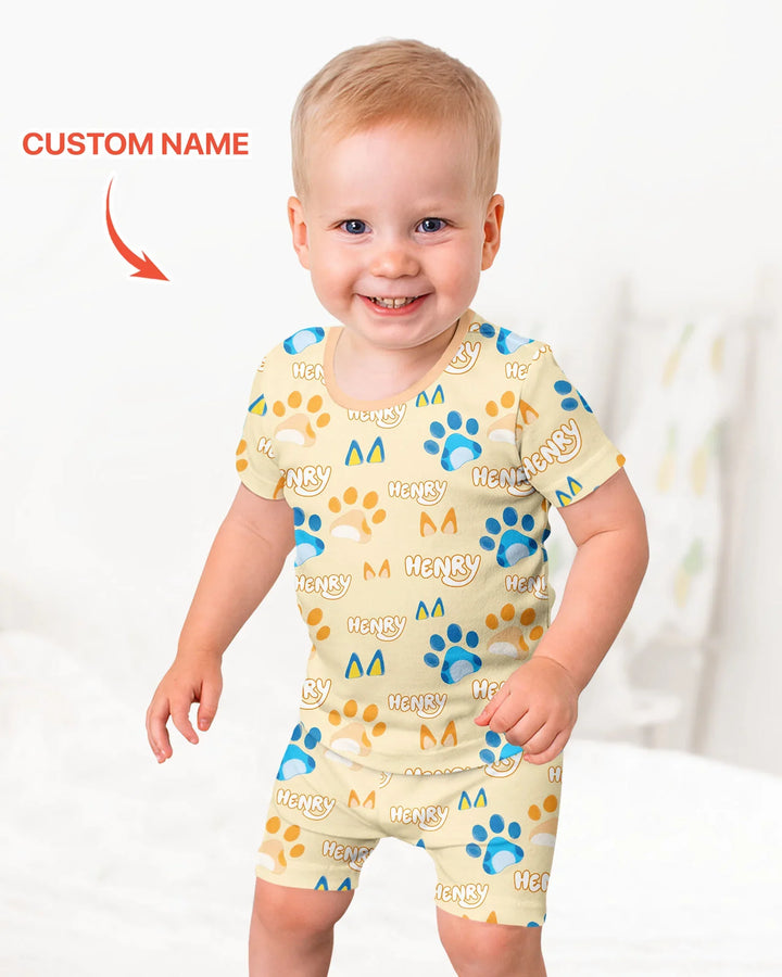 Zweiteiliges Pyjama-Set mit kurzen Ärmeln und Shorts im Sommer-Design
