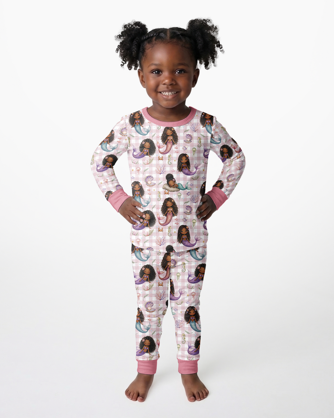 Black Mermaid Bamboo Two Piece Long Sleeve Pajama Set