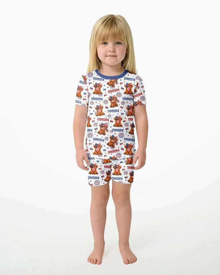 Schlafanzug-Set zweiteilig, kurze Ärmel, kurze Hose, Bambus
