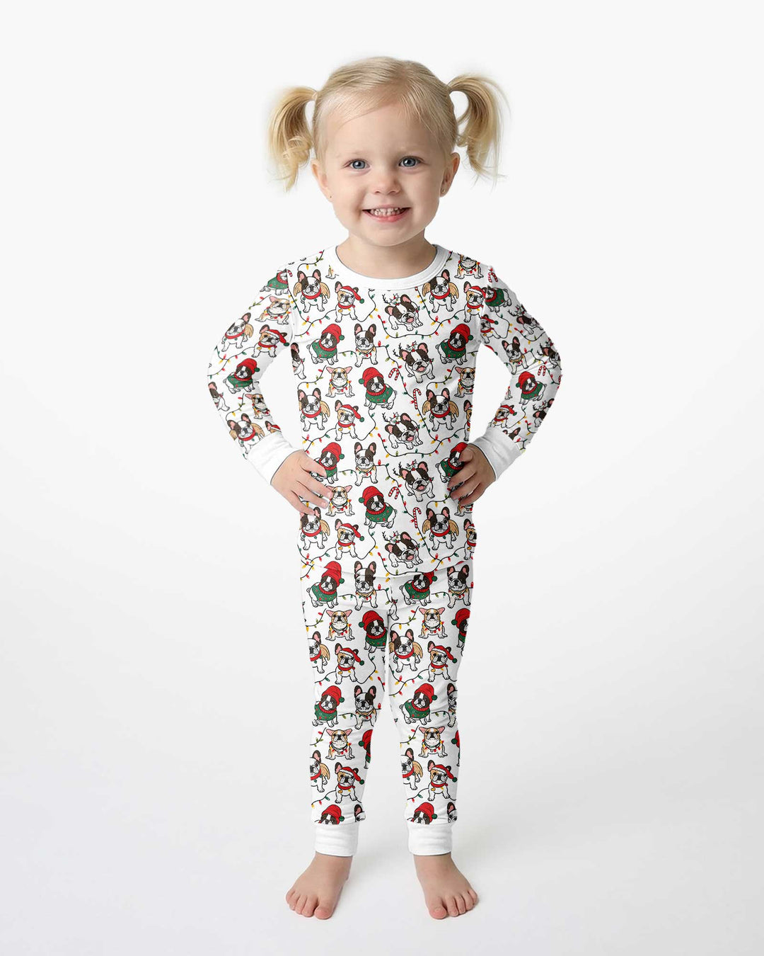 Bulldog Christmas Bamboo Two Piece Long Sleeve Pajama Set