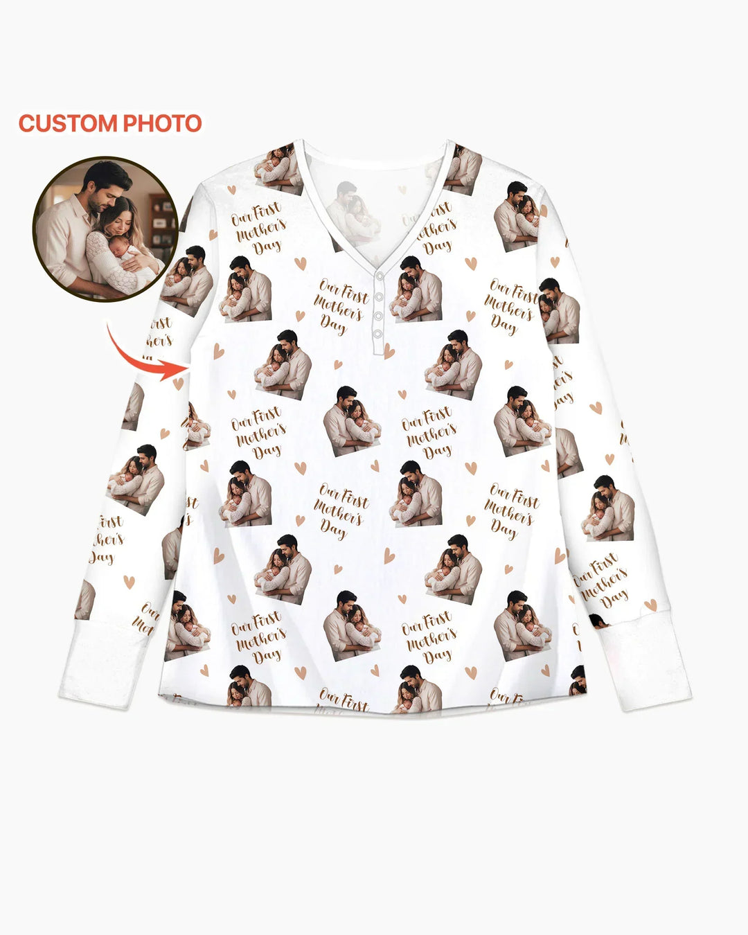 Personalisierte Foto Unser erstes als Eltern Bambus Damen Pyjama Set
