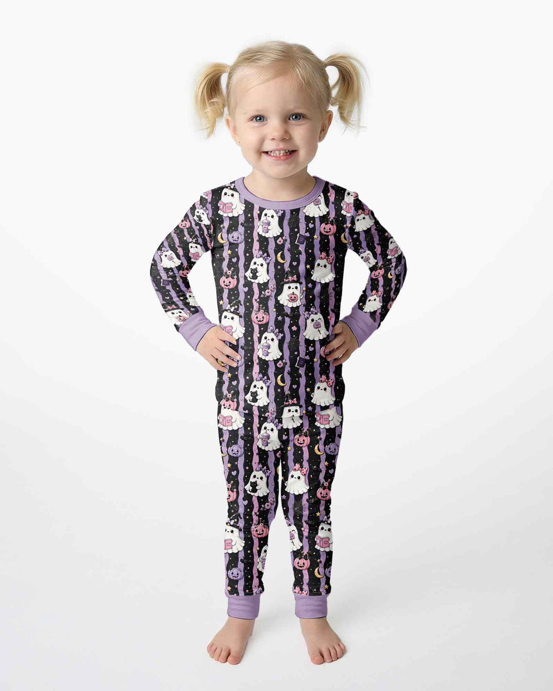 Cute Ghost Halloween Bamboo Two Piece Long Sleeve Pajama Set