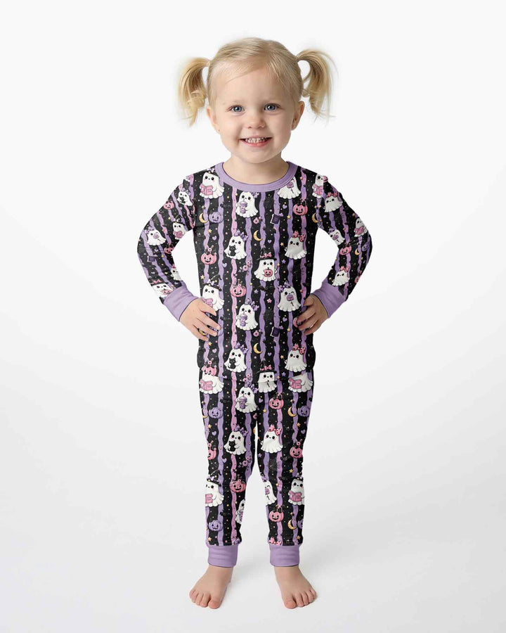 Cute Ghost Halloween Bamboo Two Piece Long Sleeve Pajama Set