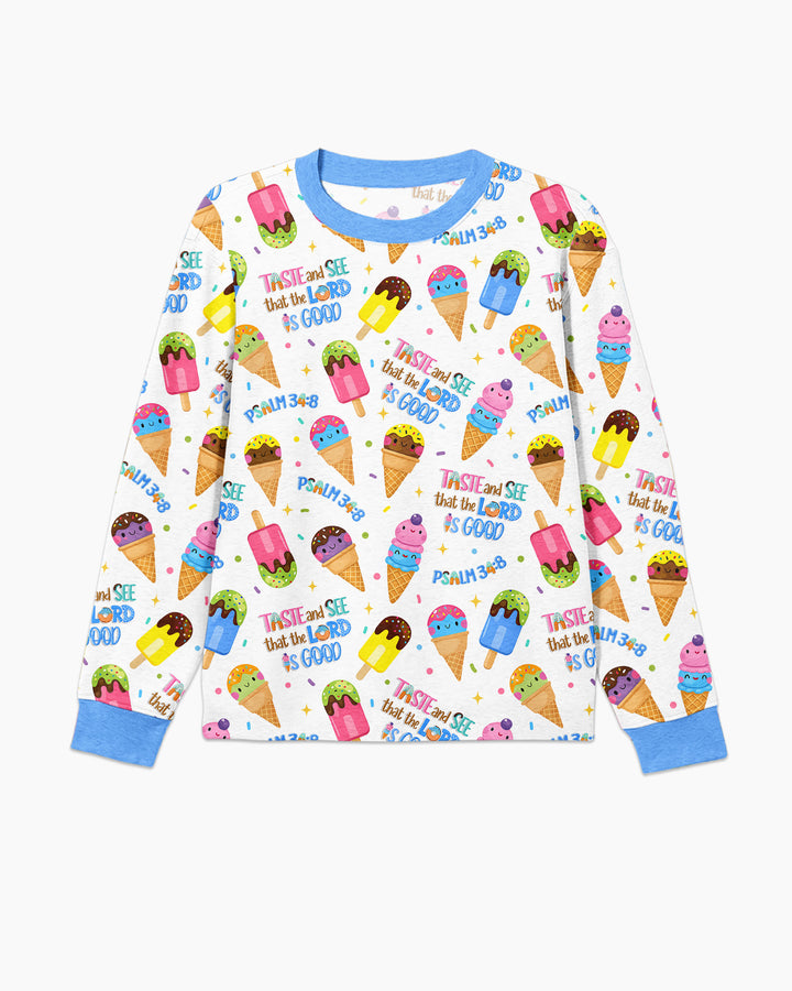 Jesus Summer Ice Cream Taste and See That The Lord Is Good Bamboo Men's Pajama Set