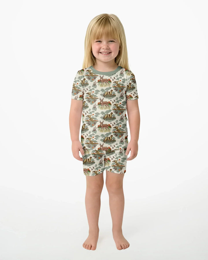 Schlafanzug-Set zweiteilig, kurze Ärmel, kurze Hose, Bambus