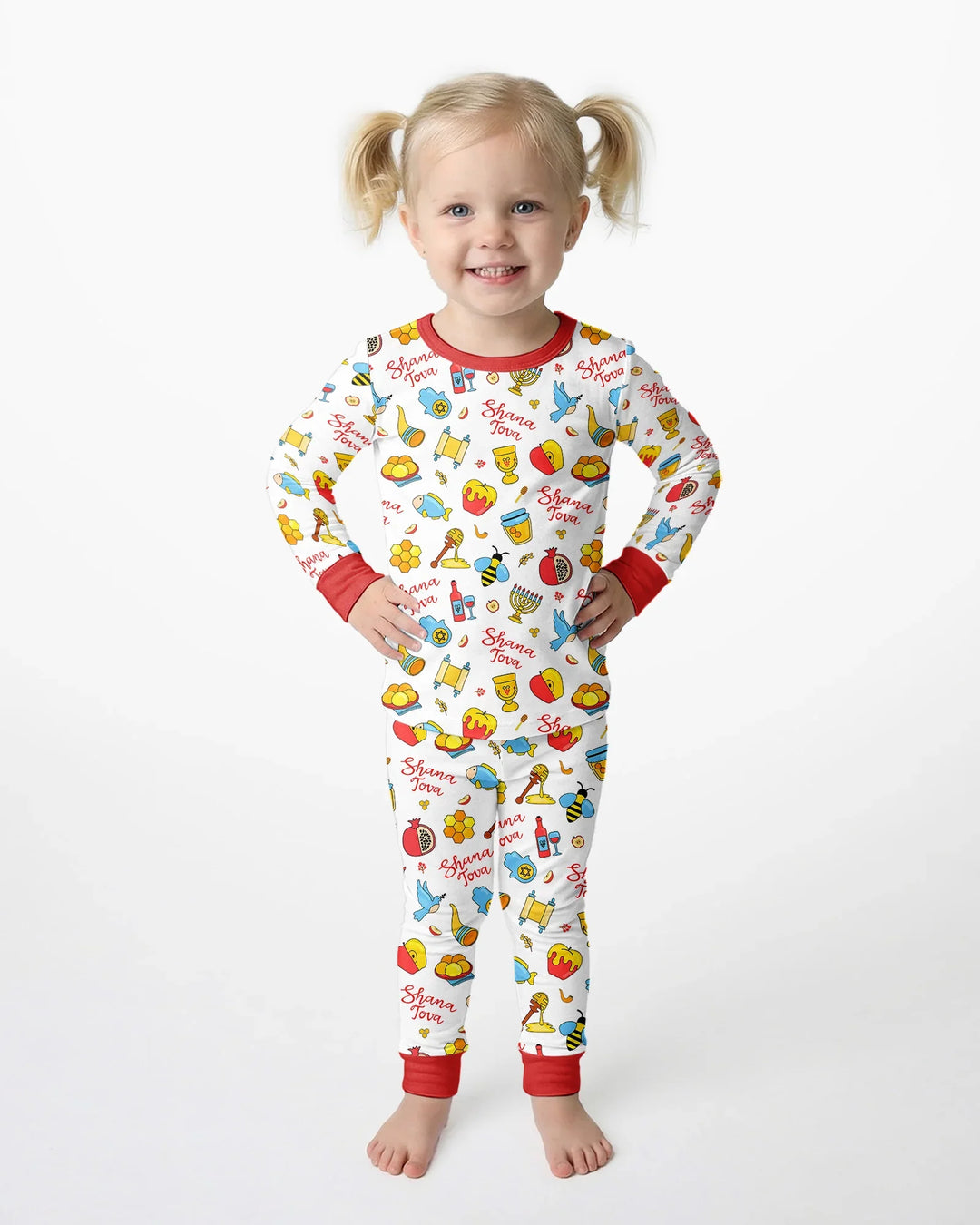Zweiteiliges Langarm-Pyjama-Set mit Sommerfrüchten