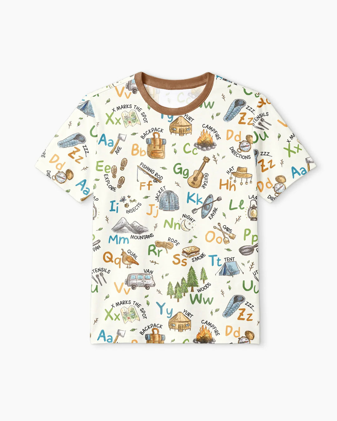 Adventure Alphabet ABCs Summer Camp Bamboo Men Short Sleeve Short Pajama Set