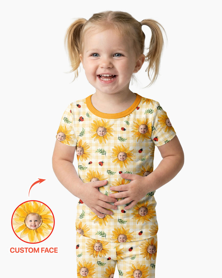 Custom Photo Be The Sunshine Bamboo Two Piece Short Sleeve Pajama Set