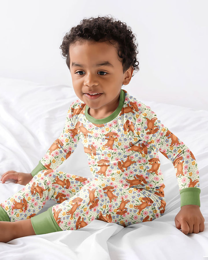 Zweiteiliges Langarm-Pyjama-Set mit Sommerfrüchten