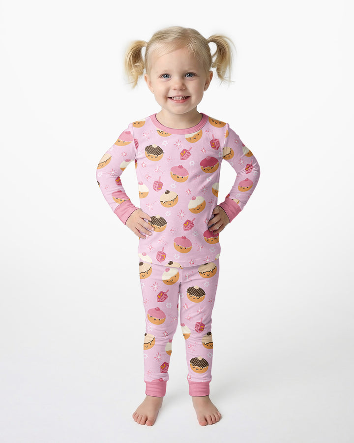 Hanukkah Donut Family Matching Bamboo Two Piece Long Sleeve Pajama Set
