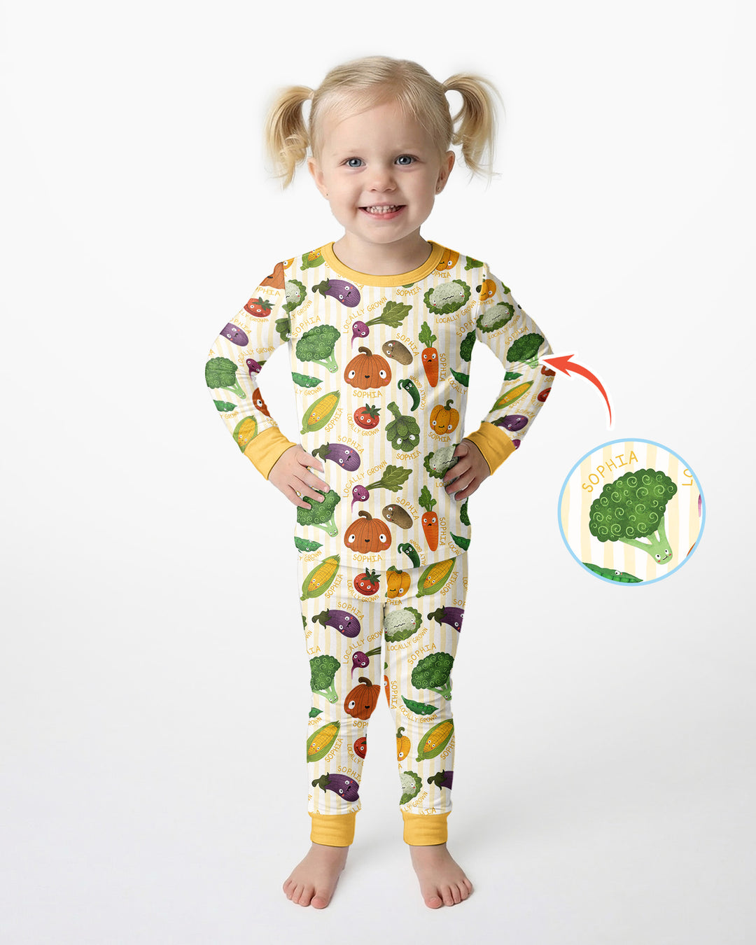 Zweiteiliges Langarm-Pyjama-Set mit Sommerfrüchten