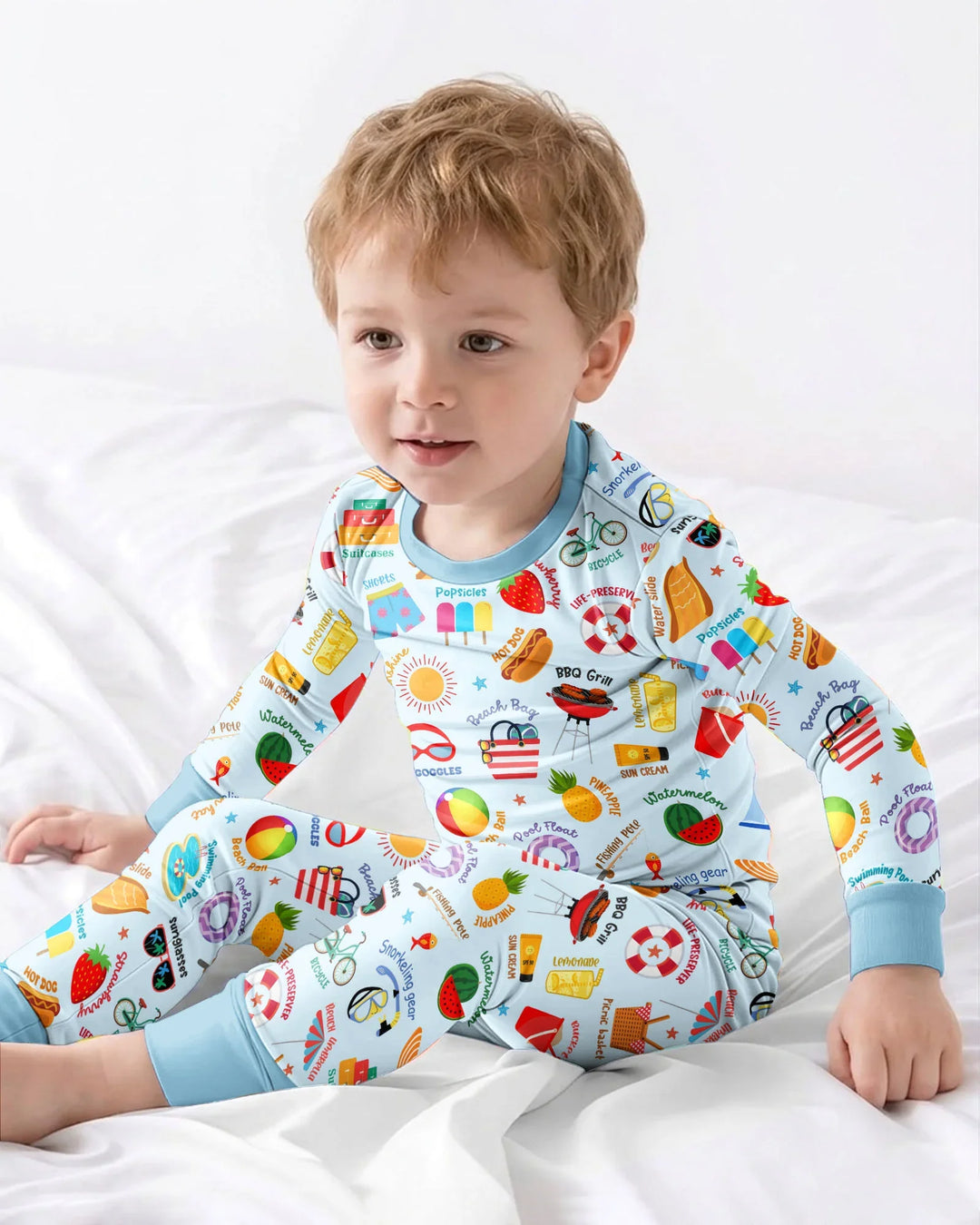 Zweiteiliges Langarm-Pyjama-Set mit Sommerfrüchten