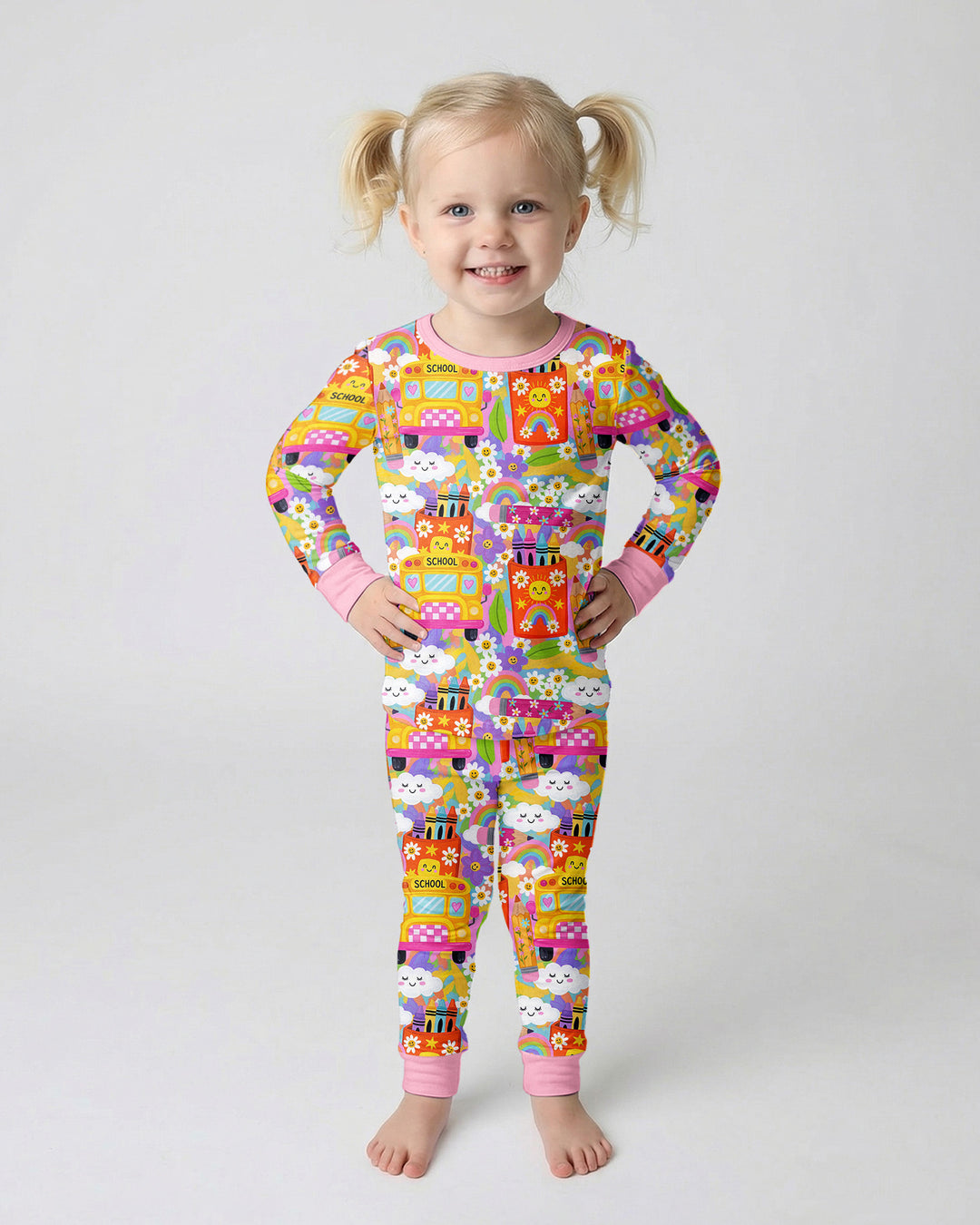 Zweiteiliges Langarm-Pyjama-Set mit Sommerfrüchten