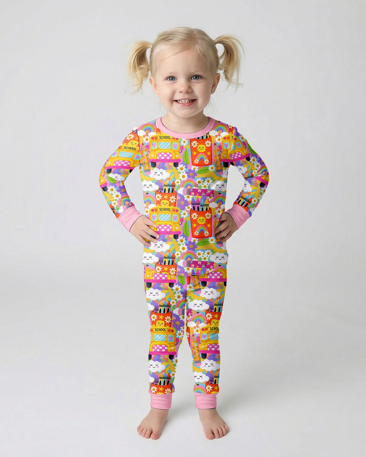 Zweiteiliges Langarm-Pyjama-Set mit Sommerfrüchten