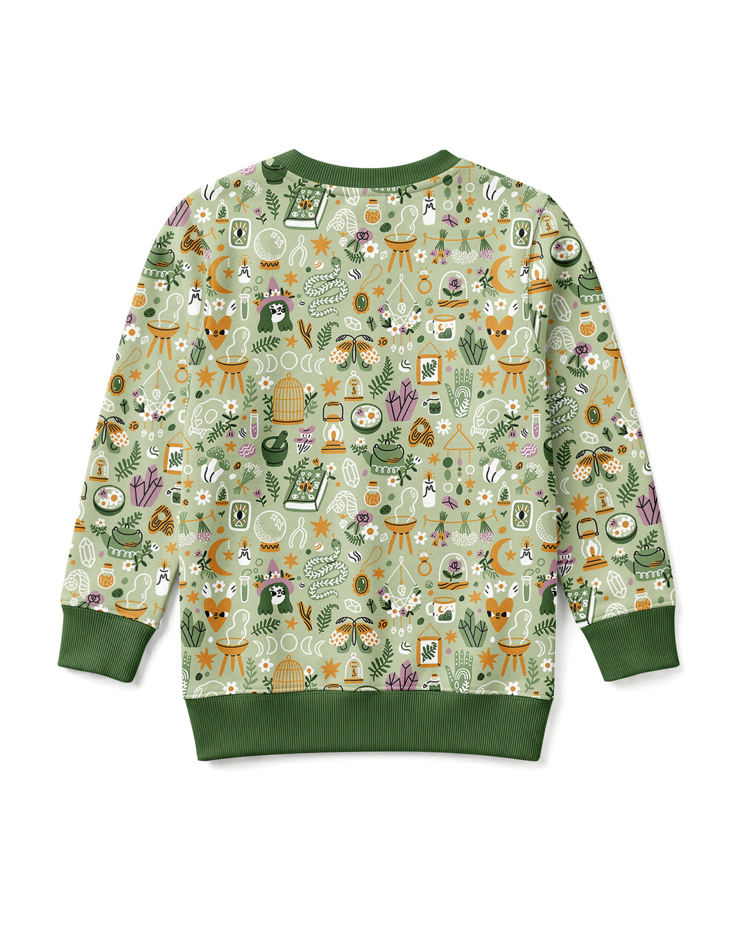 Boho Witchy Celestial Magic Floral Bamboo Crewneck Sweatshirt
