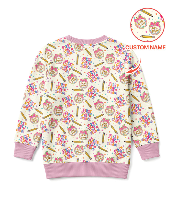 Custom School Grade First Day Cutie Bamboo Crewneck Sweatshirt
