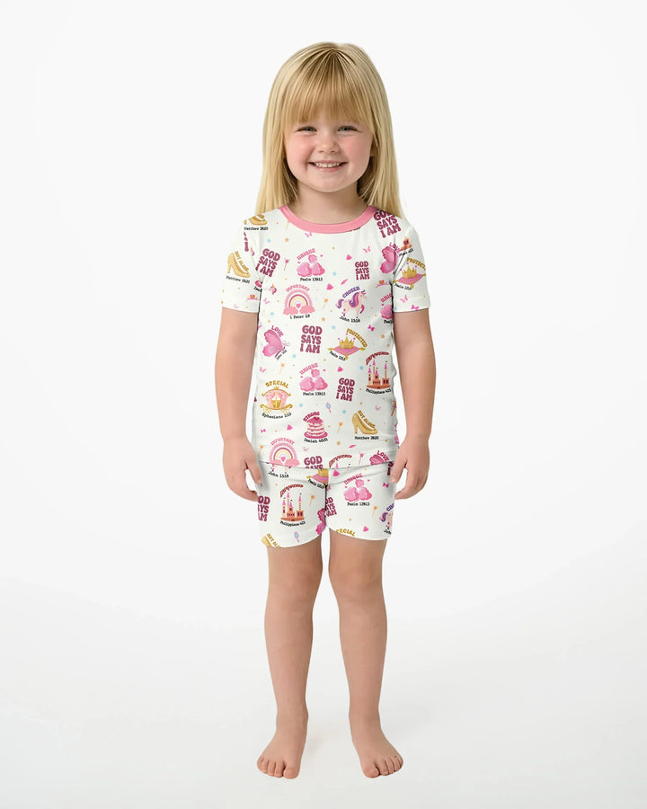 Zweiteiliges Pyjama-Set mit kurzen Ärmeln und Shorts im Sommer-Design