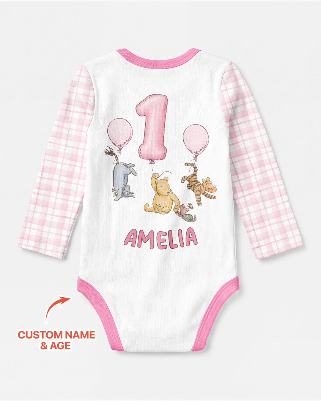 Little Bear Birthday Custom Name And Age Balloon Bamboo Bodysuit