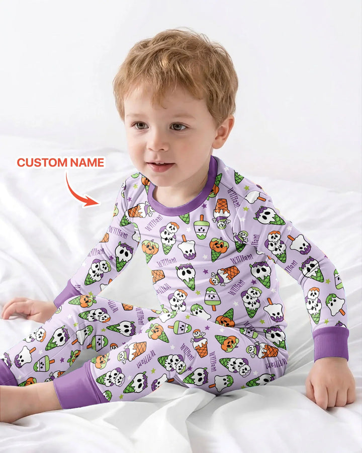 Summerween Ice cream Bamboo Two Piece Long Sleeve Pajama Set