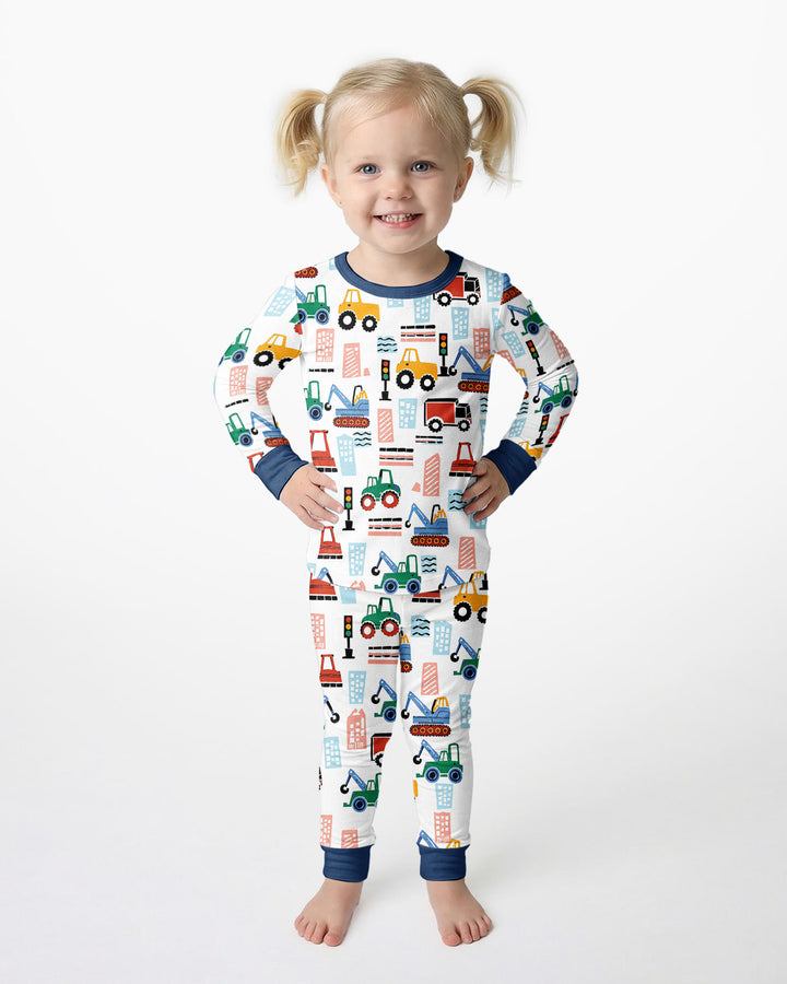 Little Builders Bamboo Two Piece Long Sleeve Pajama Set