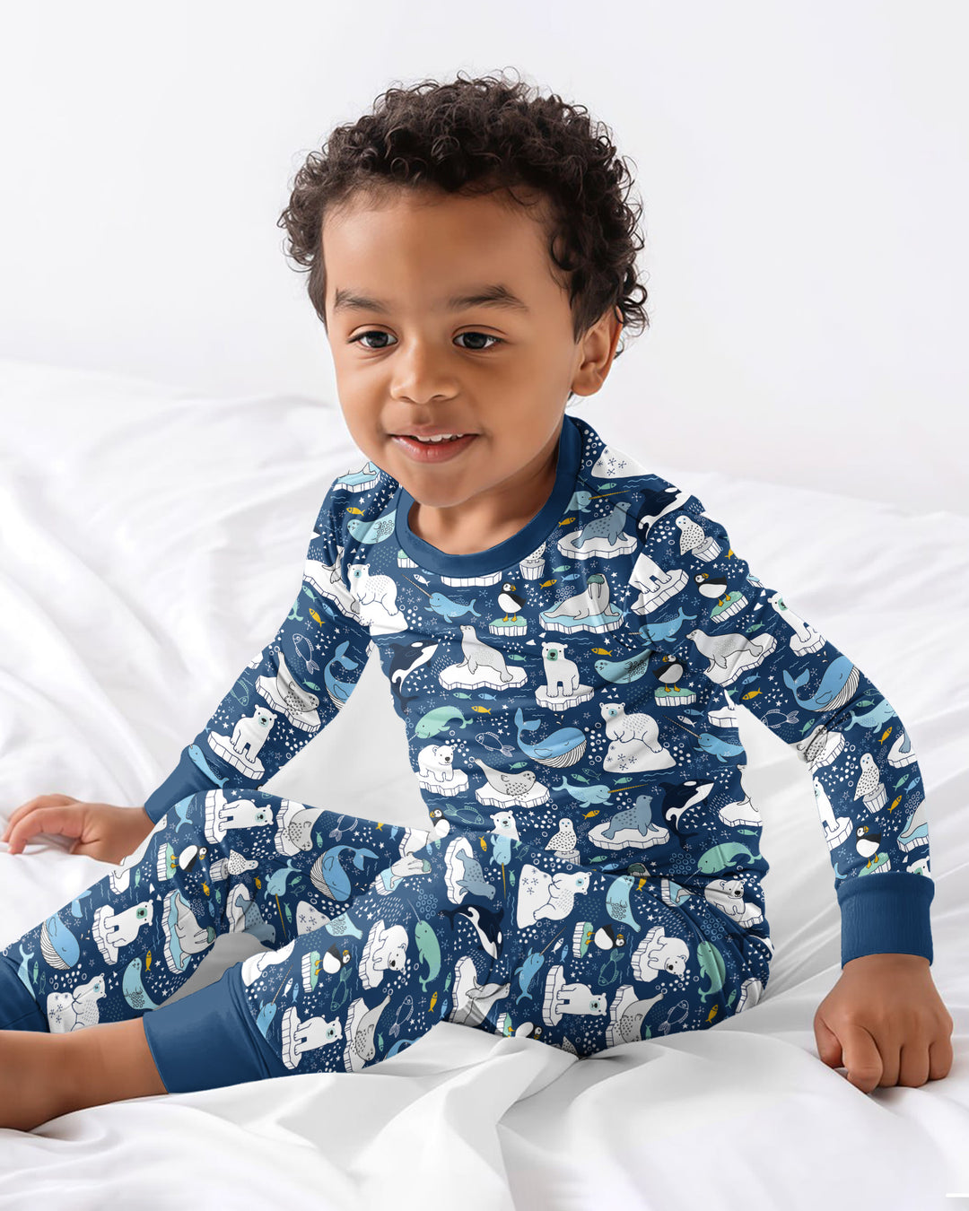 Animal Icebergs Bamboo Two Piece Long Sleeve Pajama Set