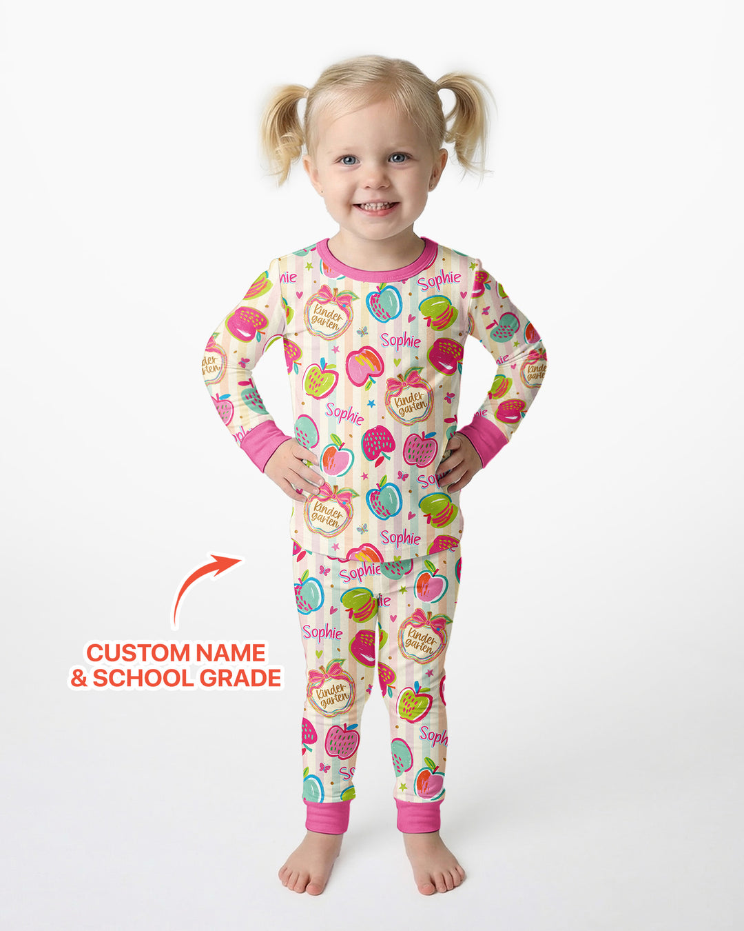 Zweiteiliges Langarm-Pyjama-Set mit Sommerfrüchten