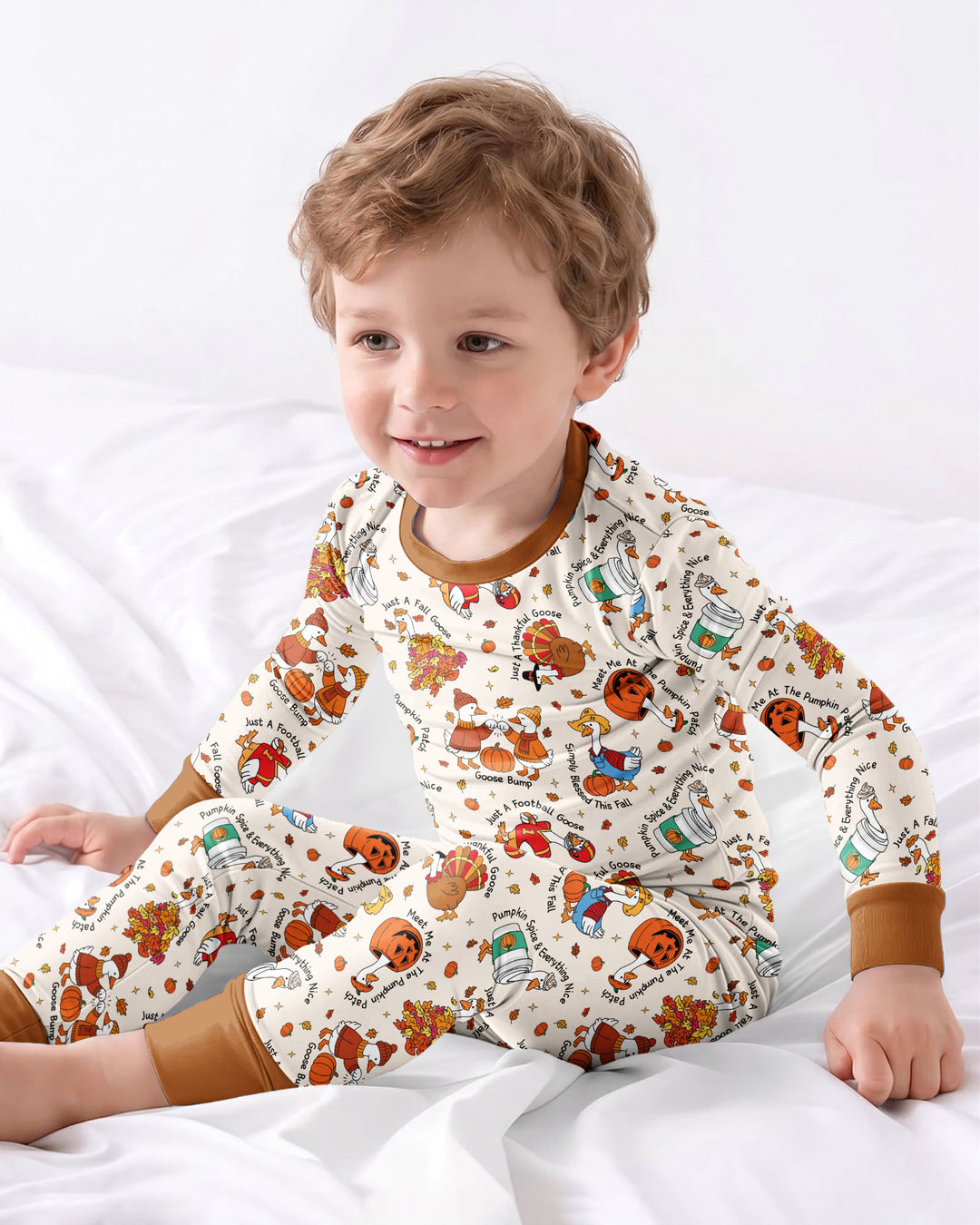 Just A Fall Goose Family Matching Bamboo Two Piece Long Sleeve Pajama Set