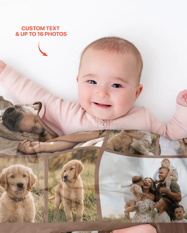 Custom Photo Collage Family Bamboo Blanket
