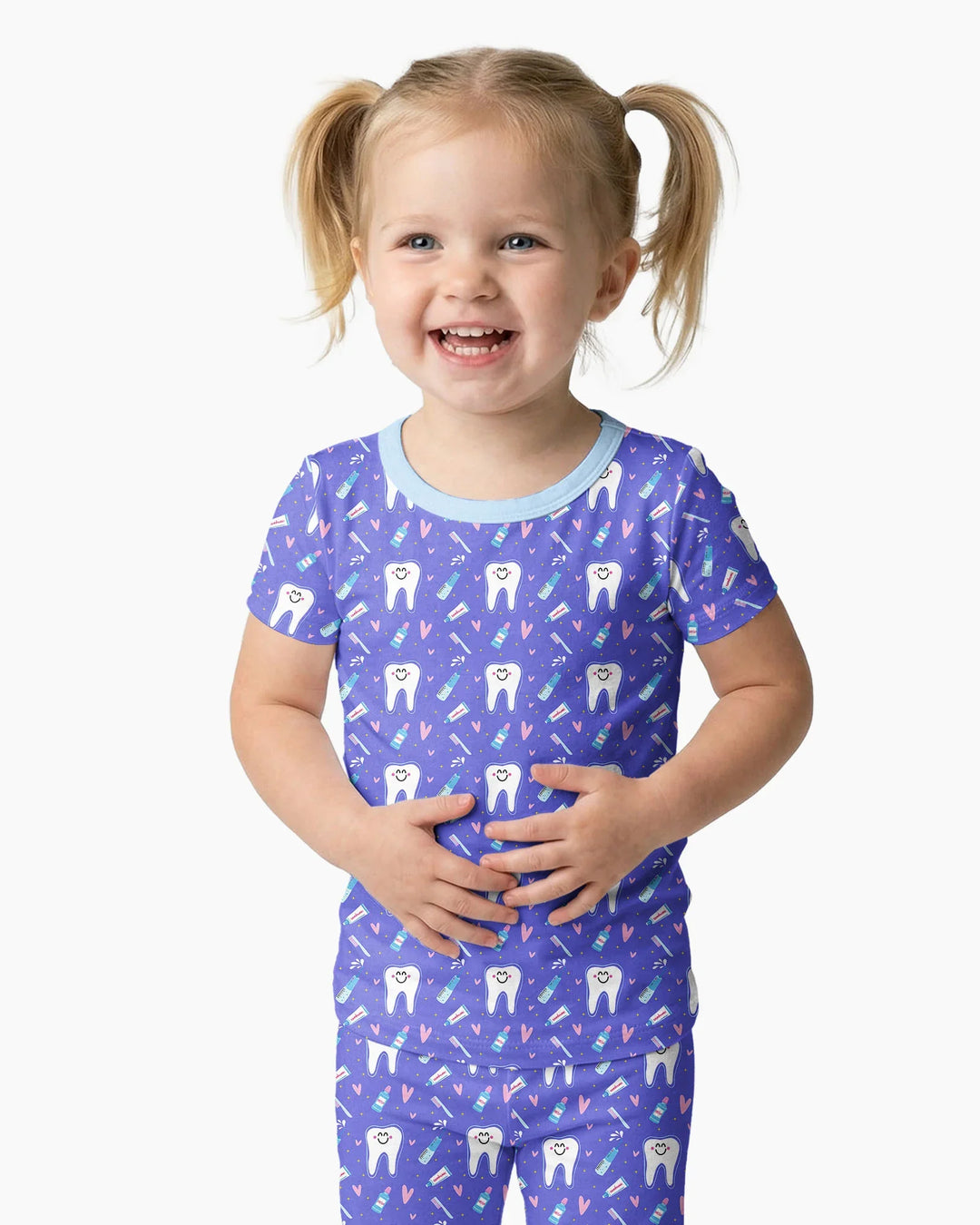 Zähneputzen Bambus Zweiteiliger Kurzarm-Pyjama-Set