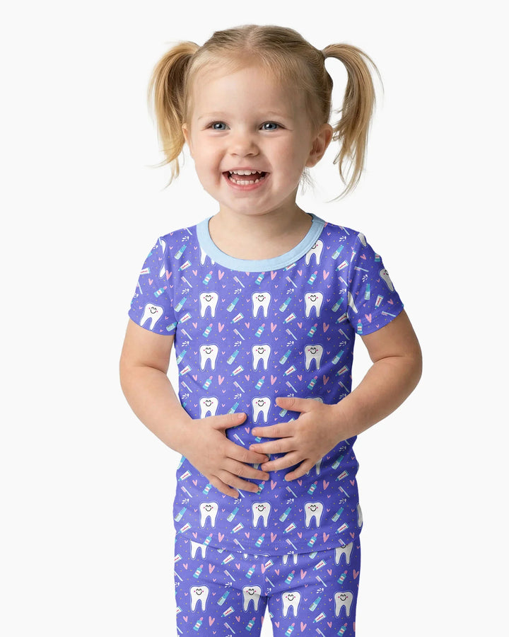 Zähneputzen Bambus Zweiteiliger Kurzarm-Pyjama-Set
