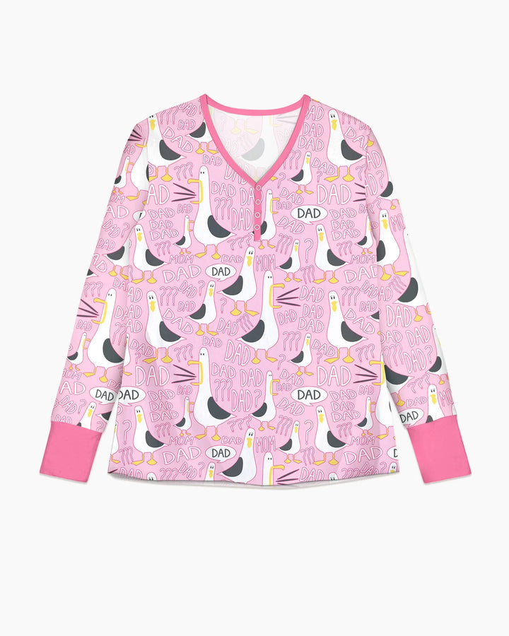Lustiger Möwen-PAPAPA-Pyjama aus Bambus für Damen