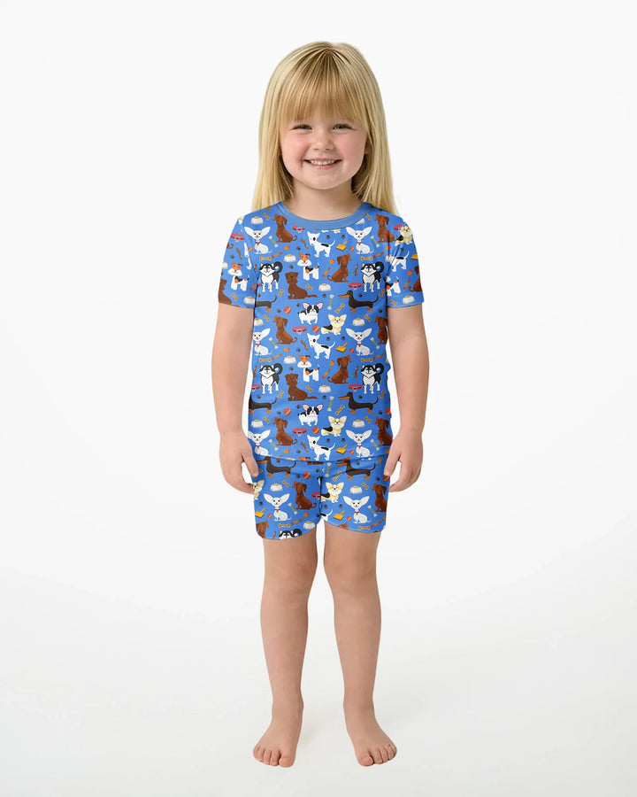 Dapper Dogs Pyjama-Set aus Bambus, zweiteilig, kurzärmelig, kurze Hose
