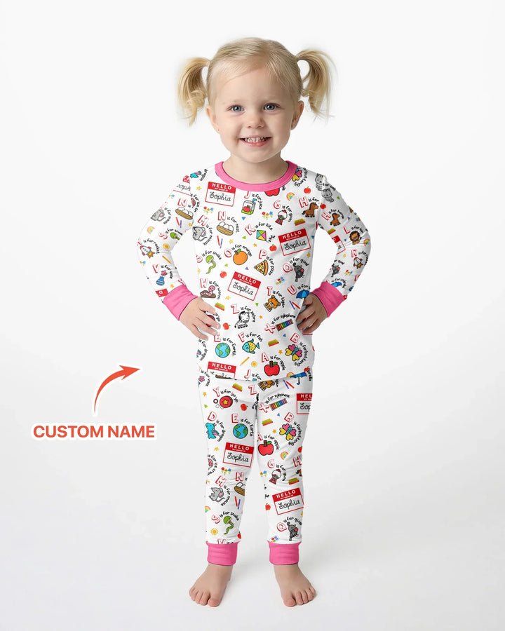 Zweiteiliges Langarm-Pyjama-Set mit Sommerfrüchten