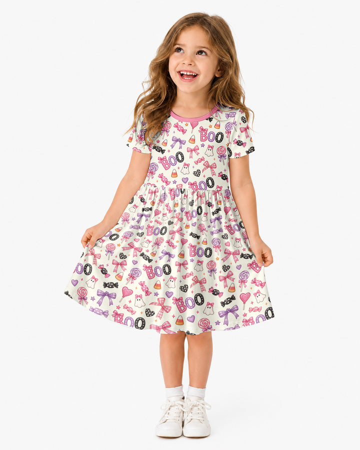 Coquette Halloween Candy Boo Bamboo Twirl Dress