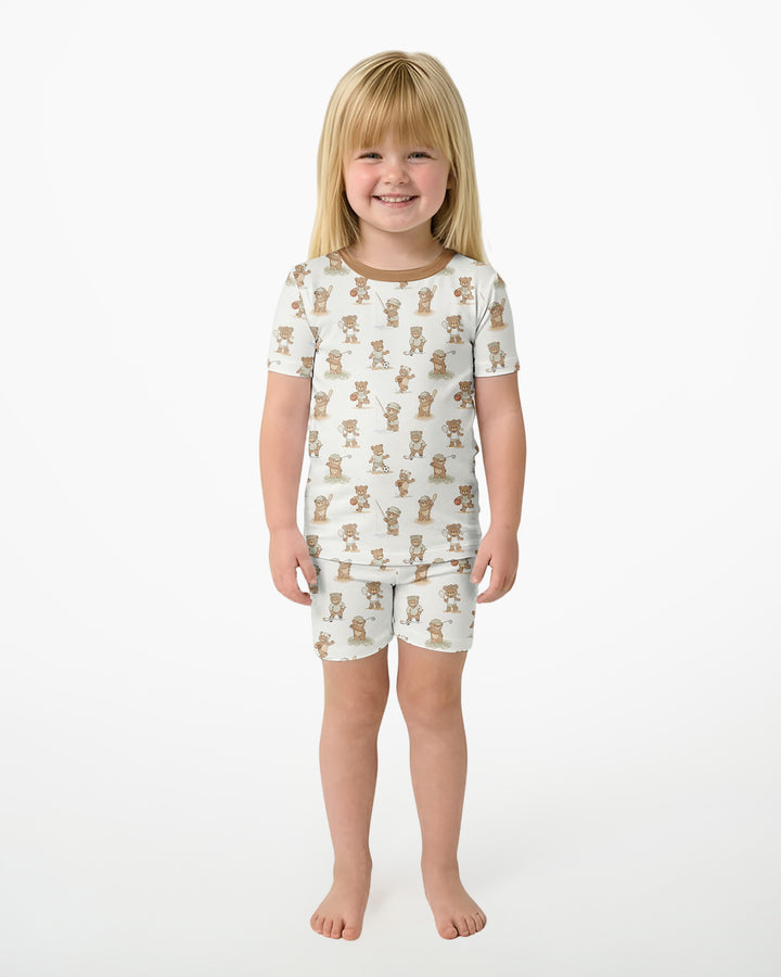 Schlafanzug-Set zweiteilig, kurze Ärmel, kurze Hose, Bambus